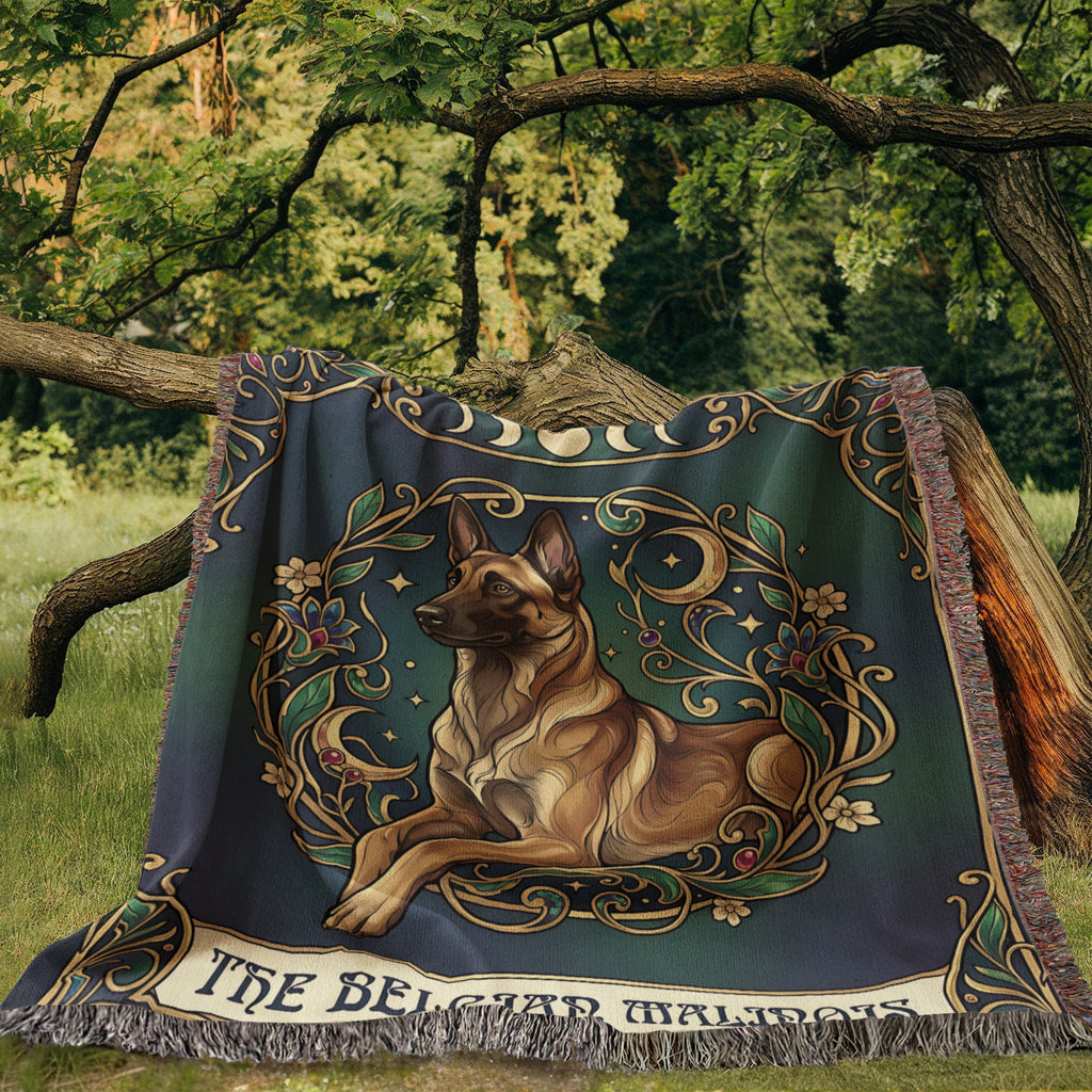 🐾 Woven Blanket Tarot Card - Belgian Malinois Emerald