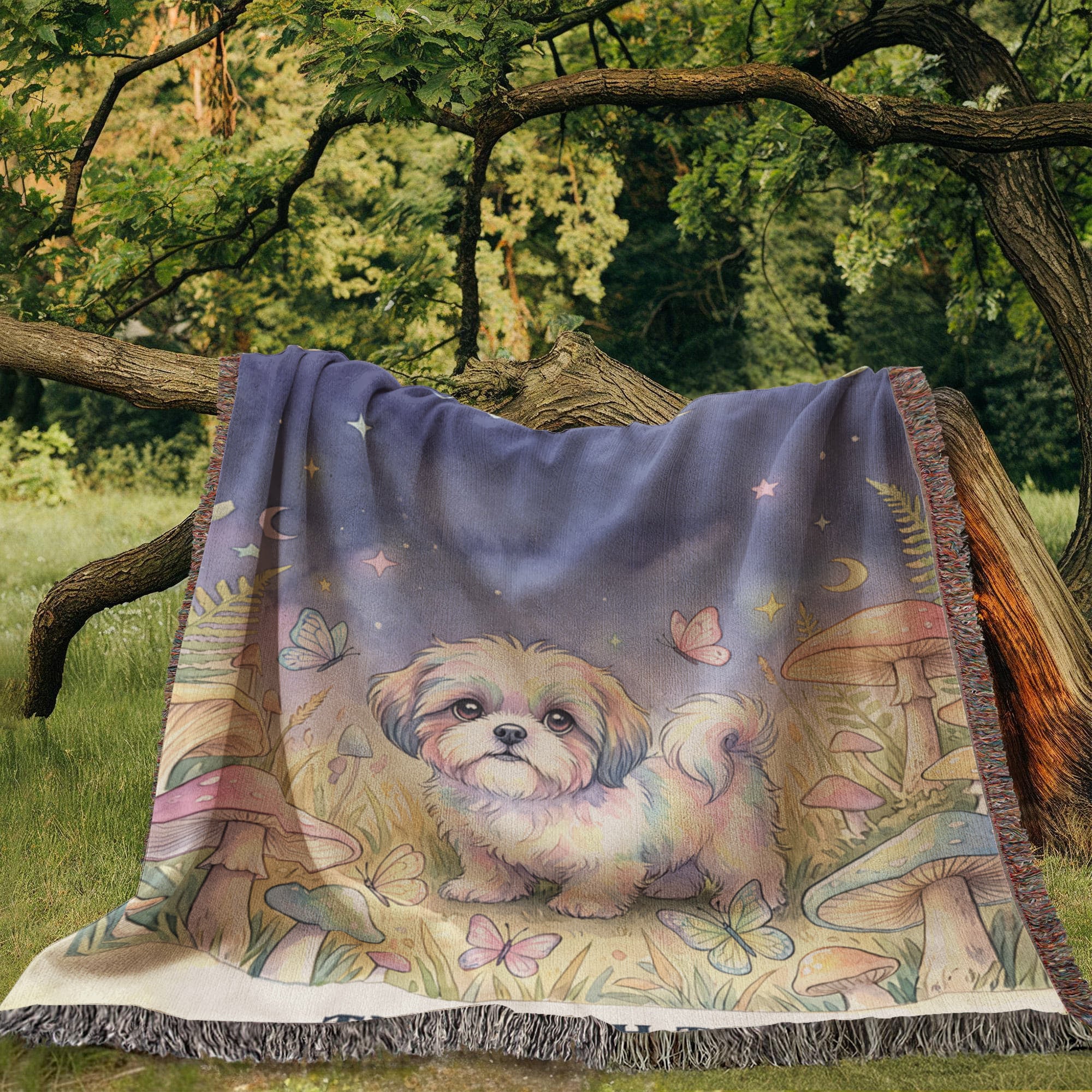 🐾 Woven Blanket Tarot Card - Shih Tzu Cottage Core