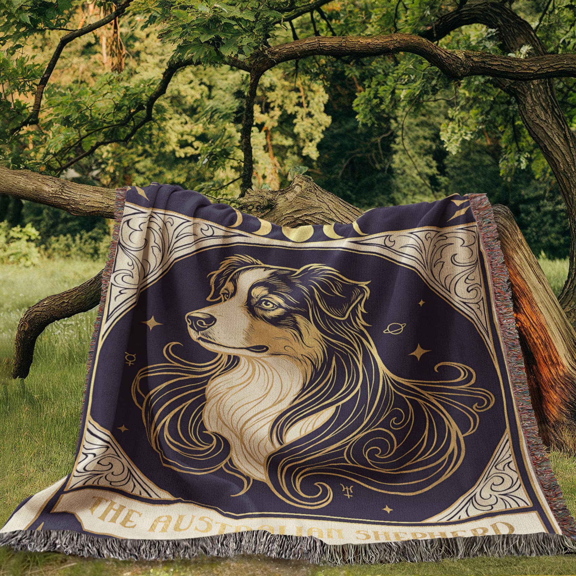 🐾 Woven Blanket Tarot Card - Australian Shepard Profile