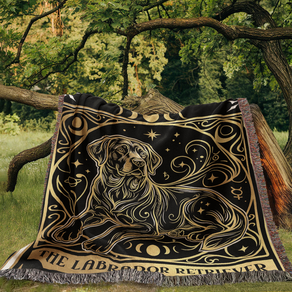🐾 Woven Blanket tarot card - Labrador Retriever Gold & Black