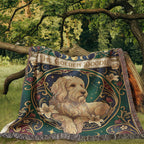🐾 Woven Blanket Tarot Card - Golden Doodle paws forward