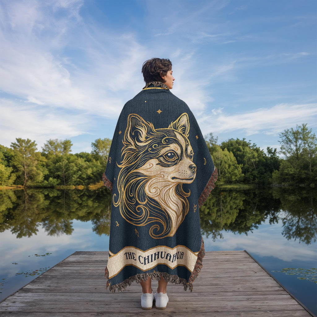 🐾 Woven Blanket Tarot Card - Chihuahua Celestial