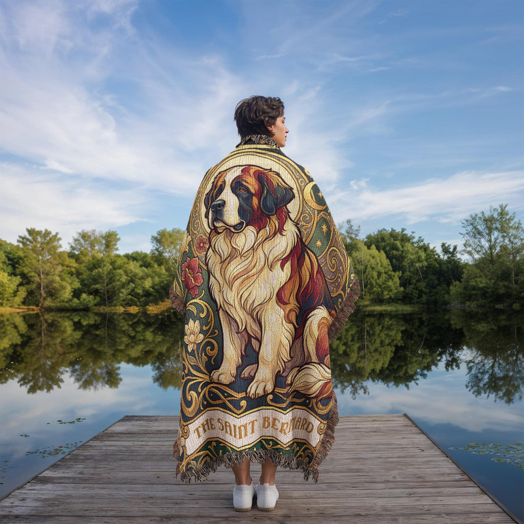 🐾 Woven Blanket Tarot Card Saint Bernard Roses