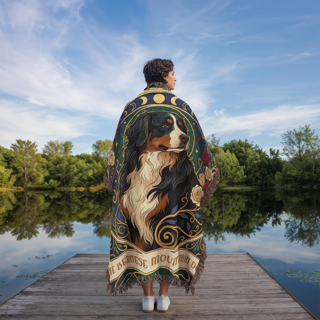 🐾 Woven Blanket Tarot Card - Bernese Mountain Dog - Stained Glass