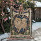 🐾 Woven Blanket Tarot Card - Pomeranian Stained Glass