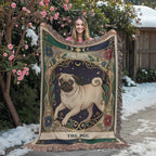 🐾 Woven Blanket Tarot Card - Pug Stained Glass