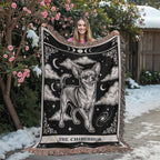 🐾 Woven Blanket Tarot Card - Chihuahua Black and White edition