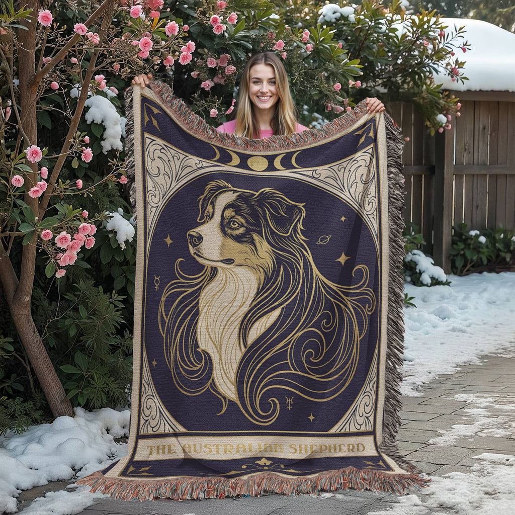 🐾 Woven Blanket Tarot Card - Australian Shepard Profile
