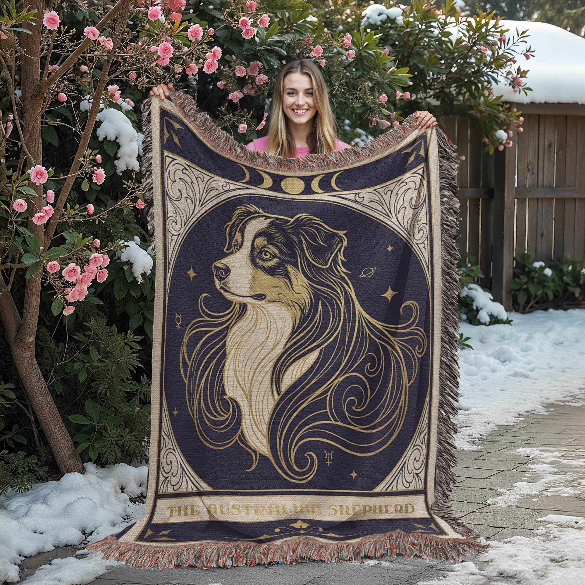 🐾 Woven Blanket Tarot Card - Australian Shepard Profile