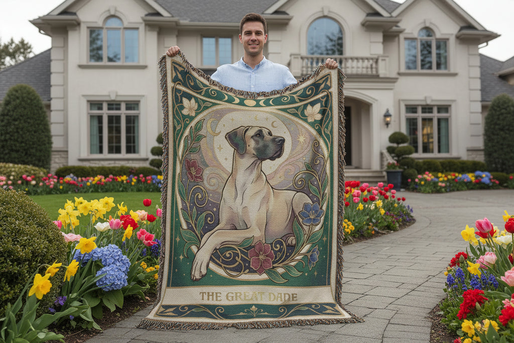 🐾 Woven Blanket Tarot Card - Great Dane Stained Glass