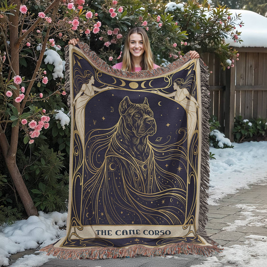 🐾 Woven Blanket Tarot Card - Cane Corso Celestial