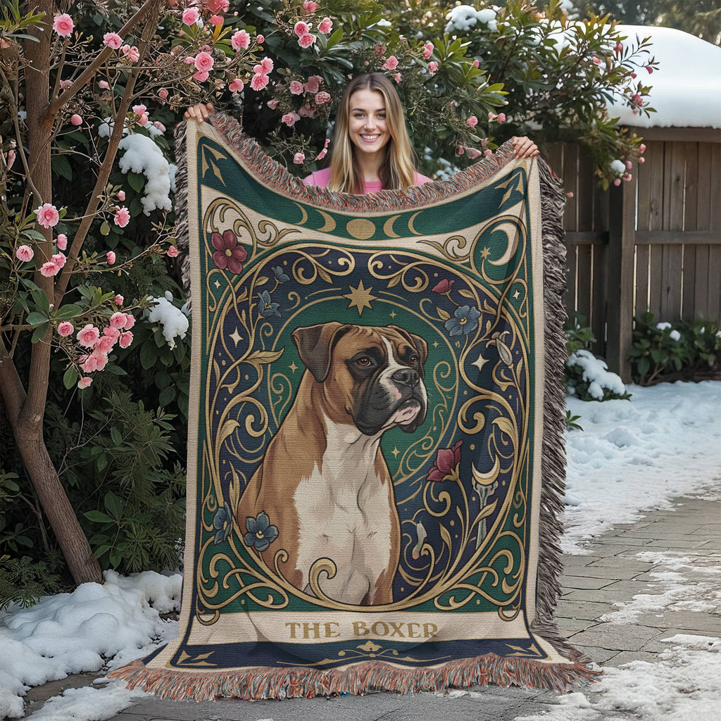🐾 Woven Blanket Tarot Card - Boxer Portrait