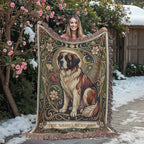 🐾 Woven Blanket Tarot Card Saint Bernard Roses