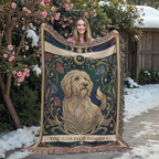 🐾 Woven Blanket Tarot Card - Golden Doodle Stained Glass