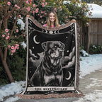 🐾 Woven Blanket Tarot Card - Rottweiler B&W