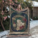 🐾 Woven Blanket Tarot Card - Great Pyrenees Roses