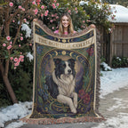 🐾 Woven Blanket Tarot Card - Border Collie Flowers