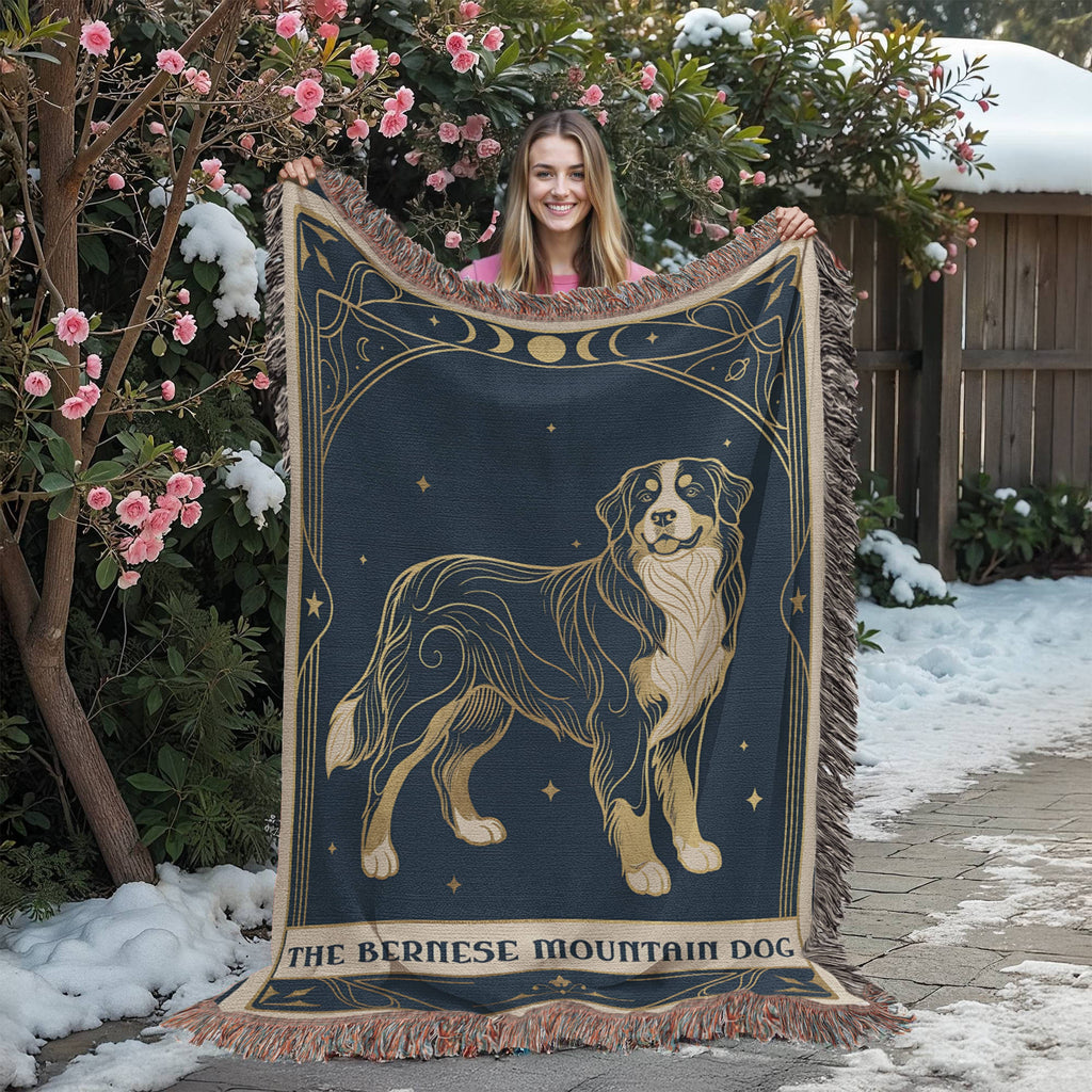 🐾 Woven Blanket Tarot Card - Bernese Mountain Dog Celestial