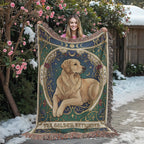 🐾 Woven Blanket Tarot Card - Golden retriever golden with red flowers