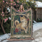 🐾 Woven Blanket Tarot Card - Shiba Imu Stained Glass