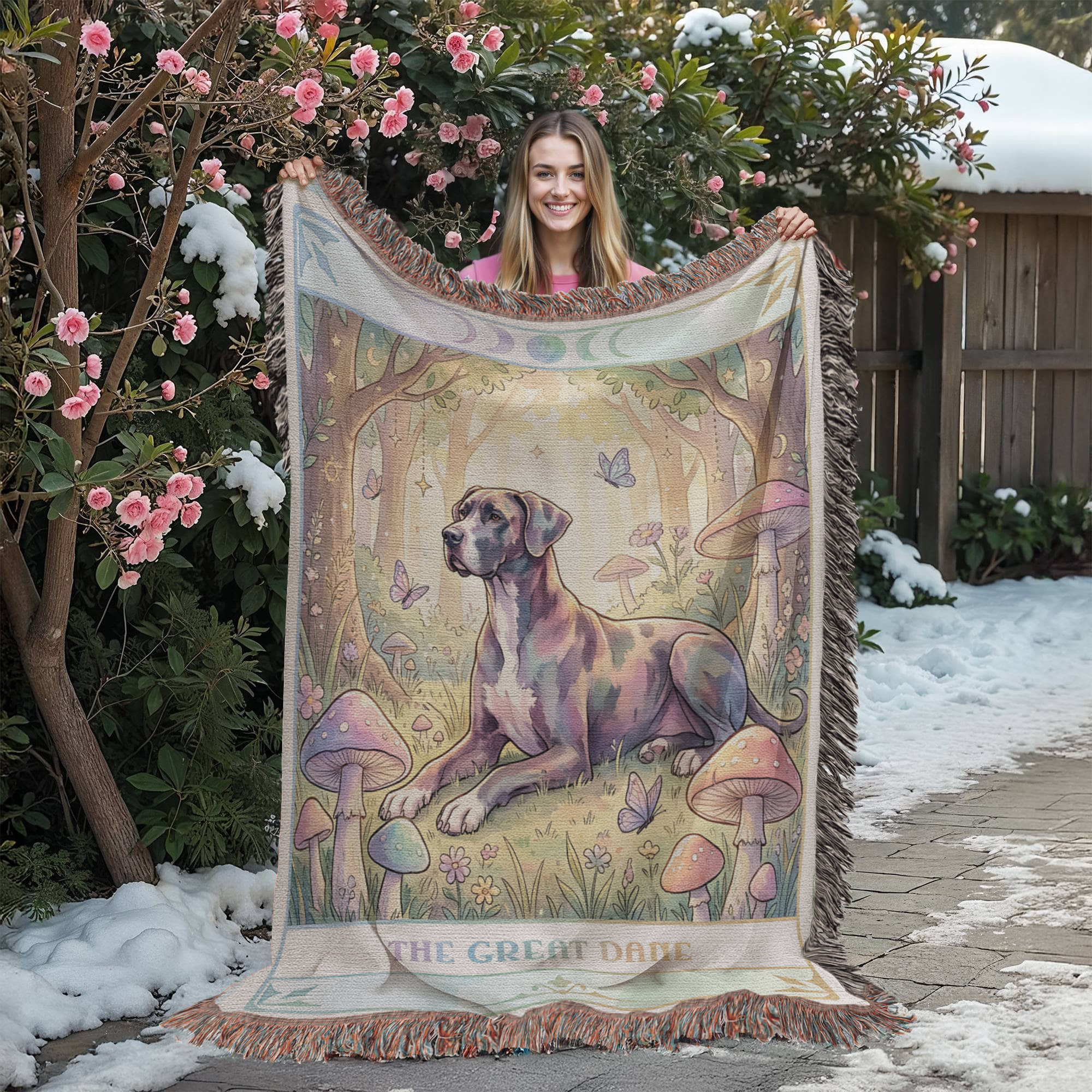 🐾 Woven Blanket Tarot Card - Great Dane Cottage Core