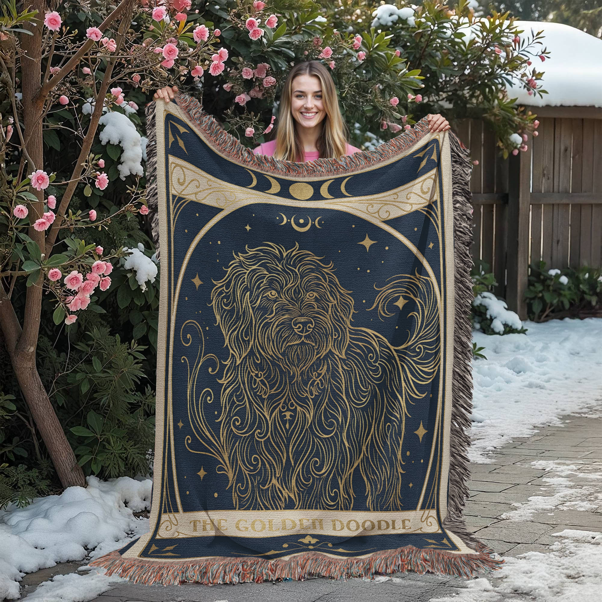 🐾 Woven Blanket Tarot Card Golden Doodle Celestial