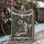 🐾 Woven Blanket Tarot Card - Cane Corso Stained Glass