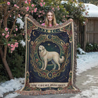 🐾 Woven Blanket Tarot Card - Great Pyrenees Green and Gold