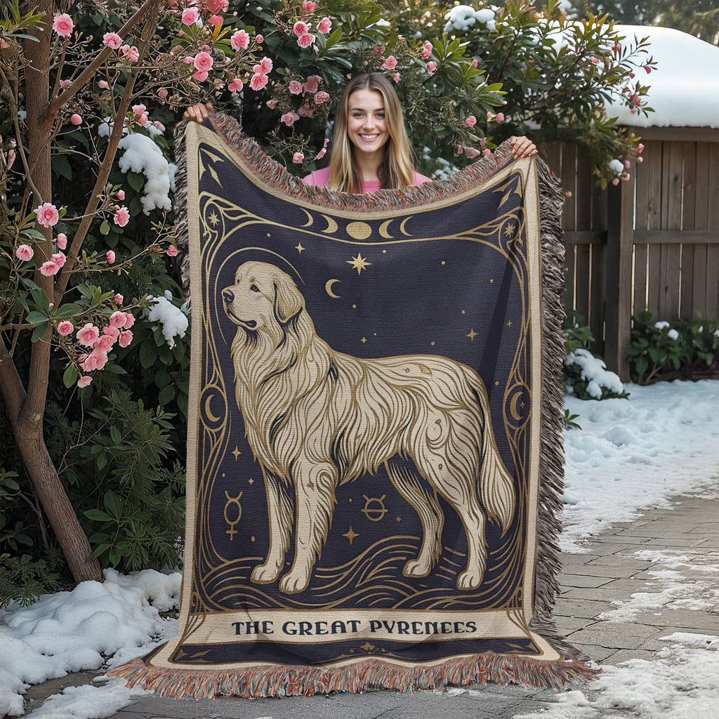 🐾 Woven Blanket Tarot Card - Great Pyrenees Celestial