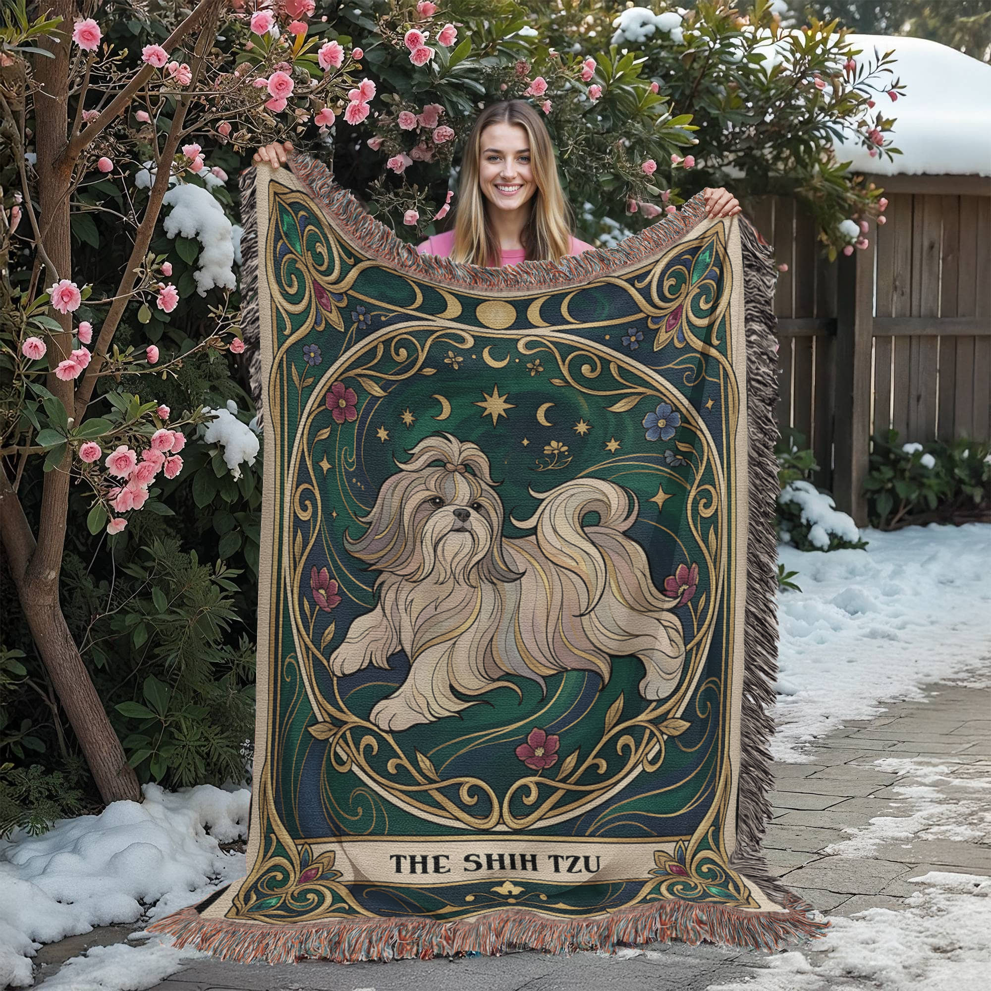 🐾 Woven Blanket Tarot Card - Shih Tzu