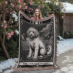 🐾 Woven Blanket Tarot Card - Golden Doodle Black&W