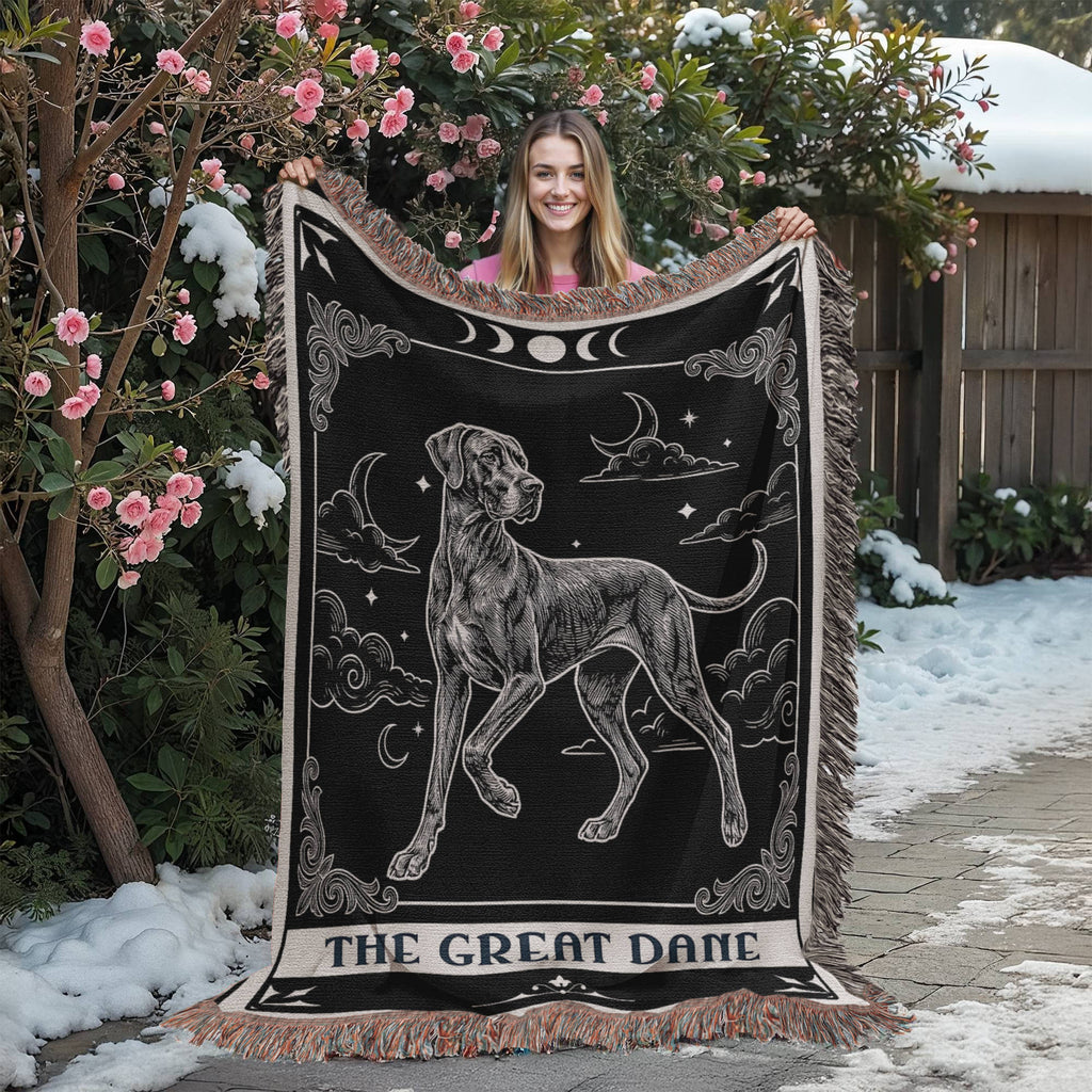 🐾 Woven Blanket Tarot Card - Great Dane Black and White