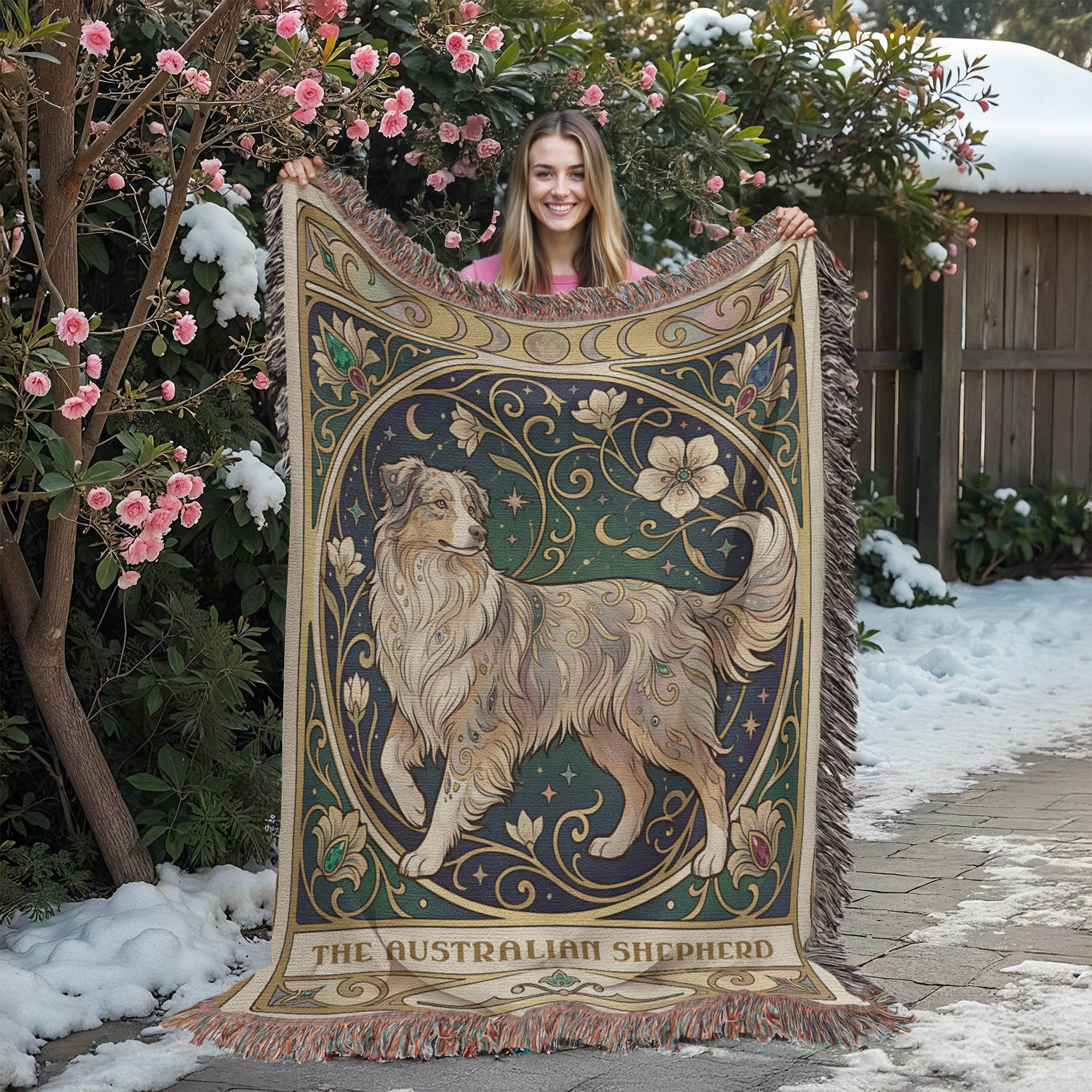 🐾 Woven Blanket Tarot Card - Australian Shepard