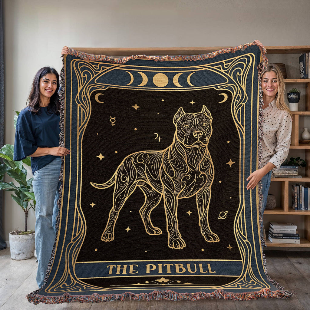 🐾 Woven blanket tarot card - Pitbull Celestial