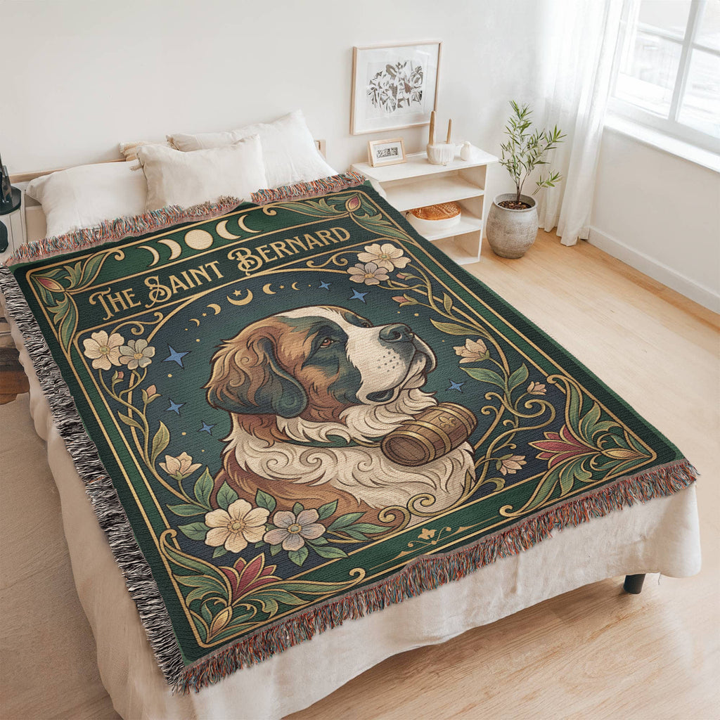 🐾 Woven Blanket Tarot Card - Saint Bernard Green