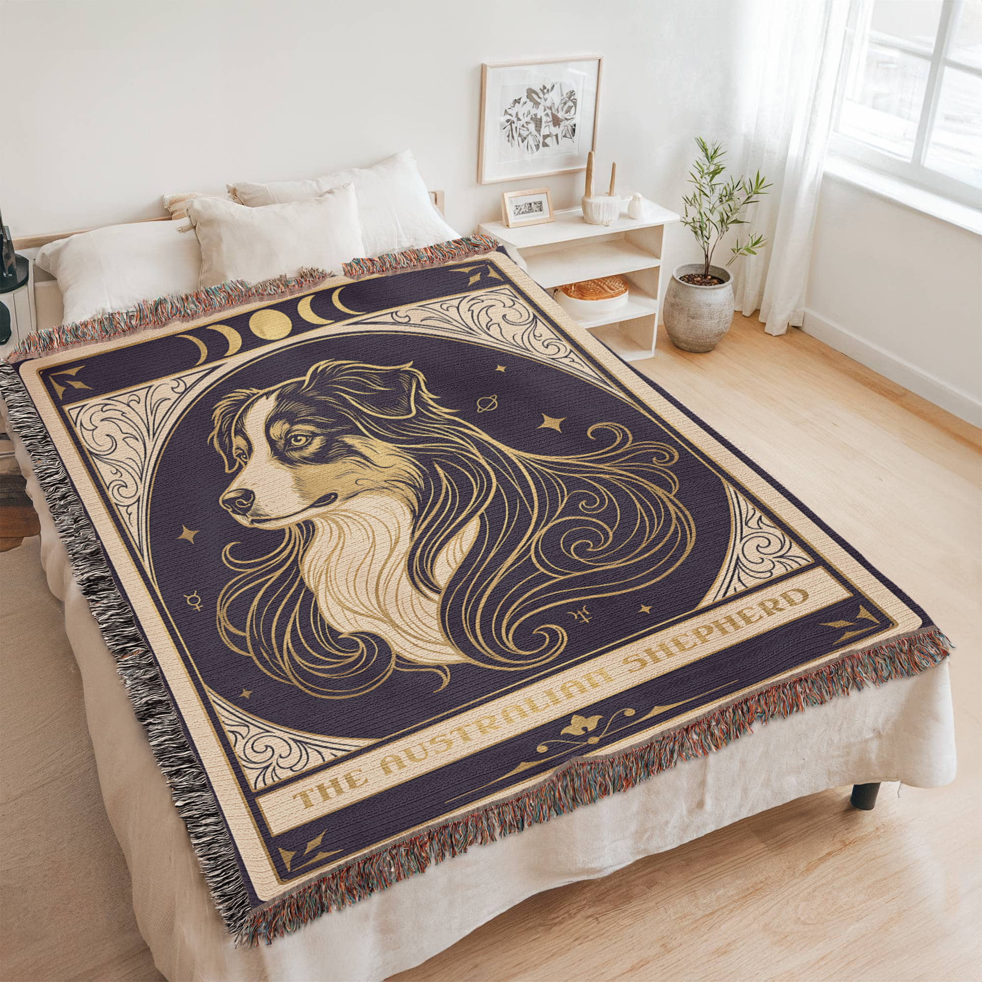 🐾 Woven Blanket Tarot Card - Australian Shepard Profile