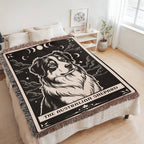 🐾 Woven Blanket Tarot Card - Australian Shepard Black and White