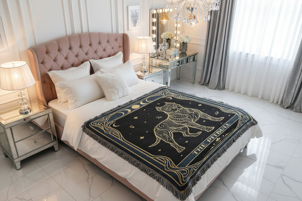 🐾 Woven blanket tarot card - Pitbull Celestial
