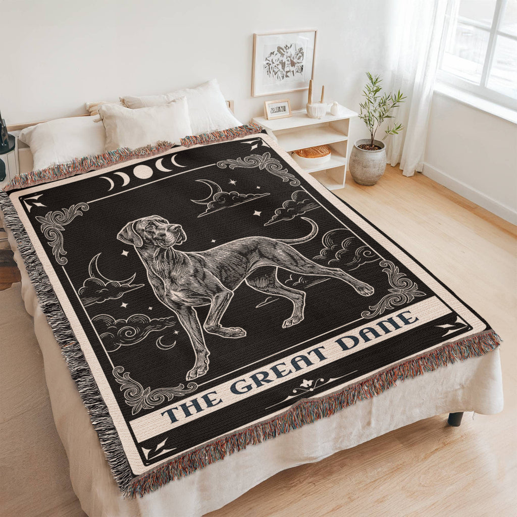🐾 Woven Blanket Tarot Card - Great Dane Black and White