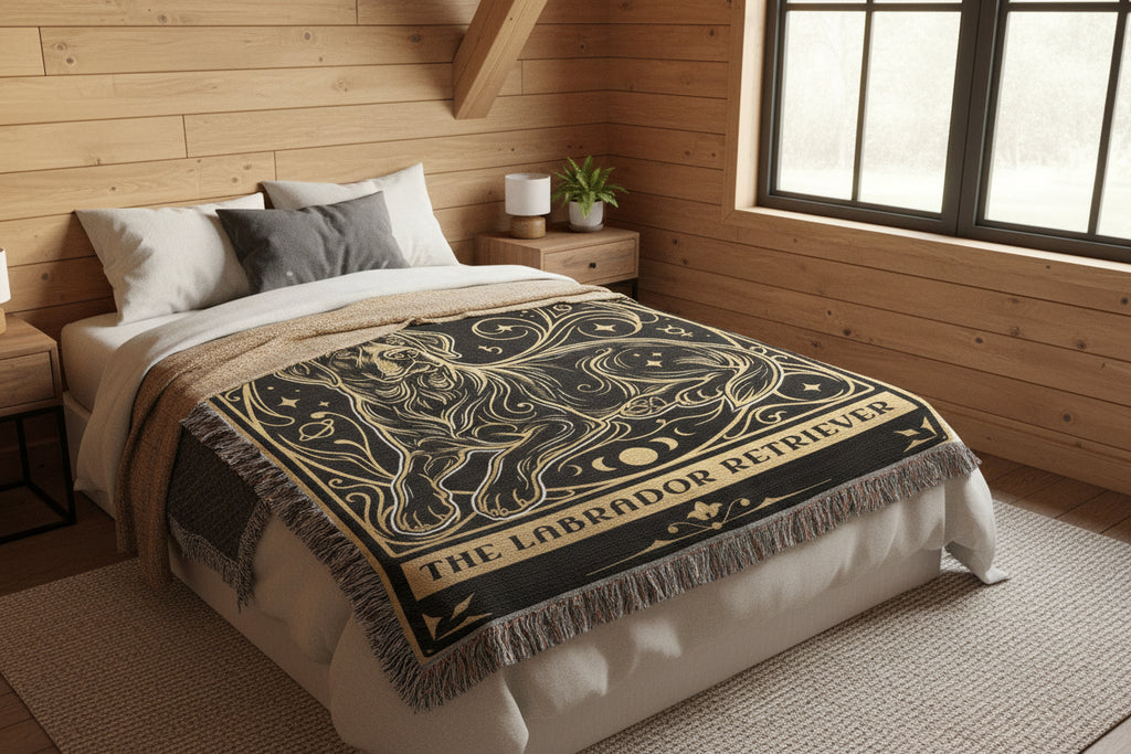 🐾 Woven Blanket tarot card - Labrador Retriever Gold & Black