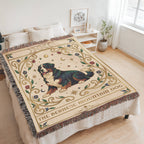 🐾 Woven Blanket Tarot Card - Bernese Mountain Dog - Flowers
