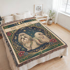 🐾 Woven Blanket Tarot Card - Shih Tzu Stained Glass
