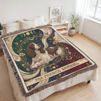 🐾 Woven Blanket Tarot Card - French Spaniel Laying Down