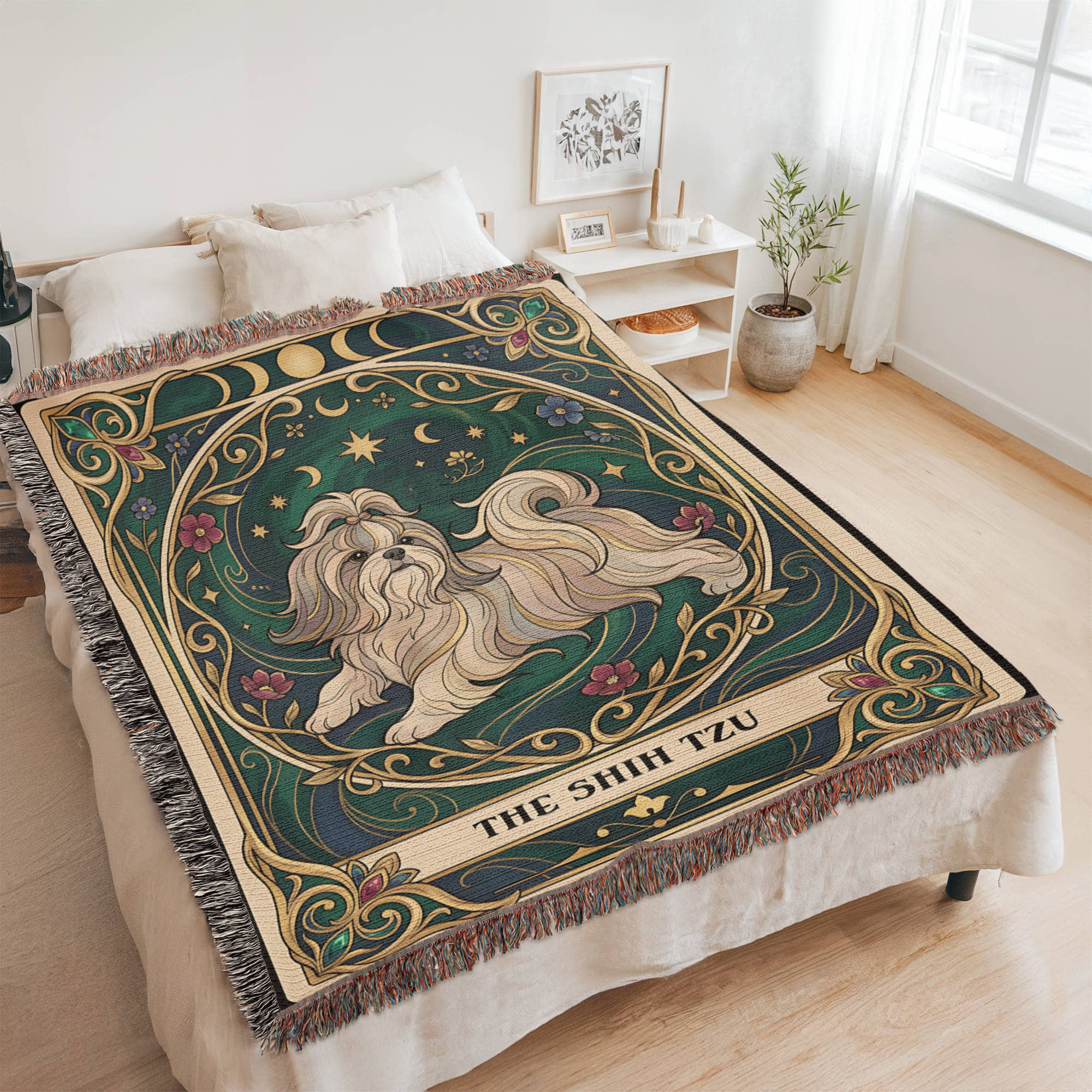 🐾 Woven Blanket Tarot Card - Shih Tzu