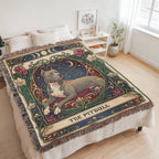 🐾 Woven Blanket Tarot Card - Pitbull laying with flowers