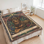 🐾 Woven Blanket Tarot Card - Rottweiler Roses