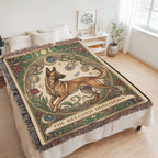 🐾 Woven Blanket Tarot Card - Belgian Malinois Stained Glass