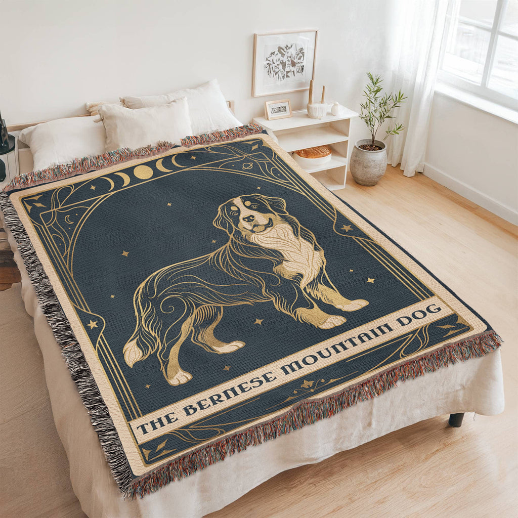 🐾 Woven Blanket Tarot Card - Bernese Mountain Dog Celestial