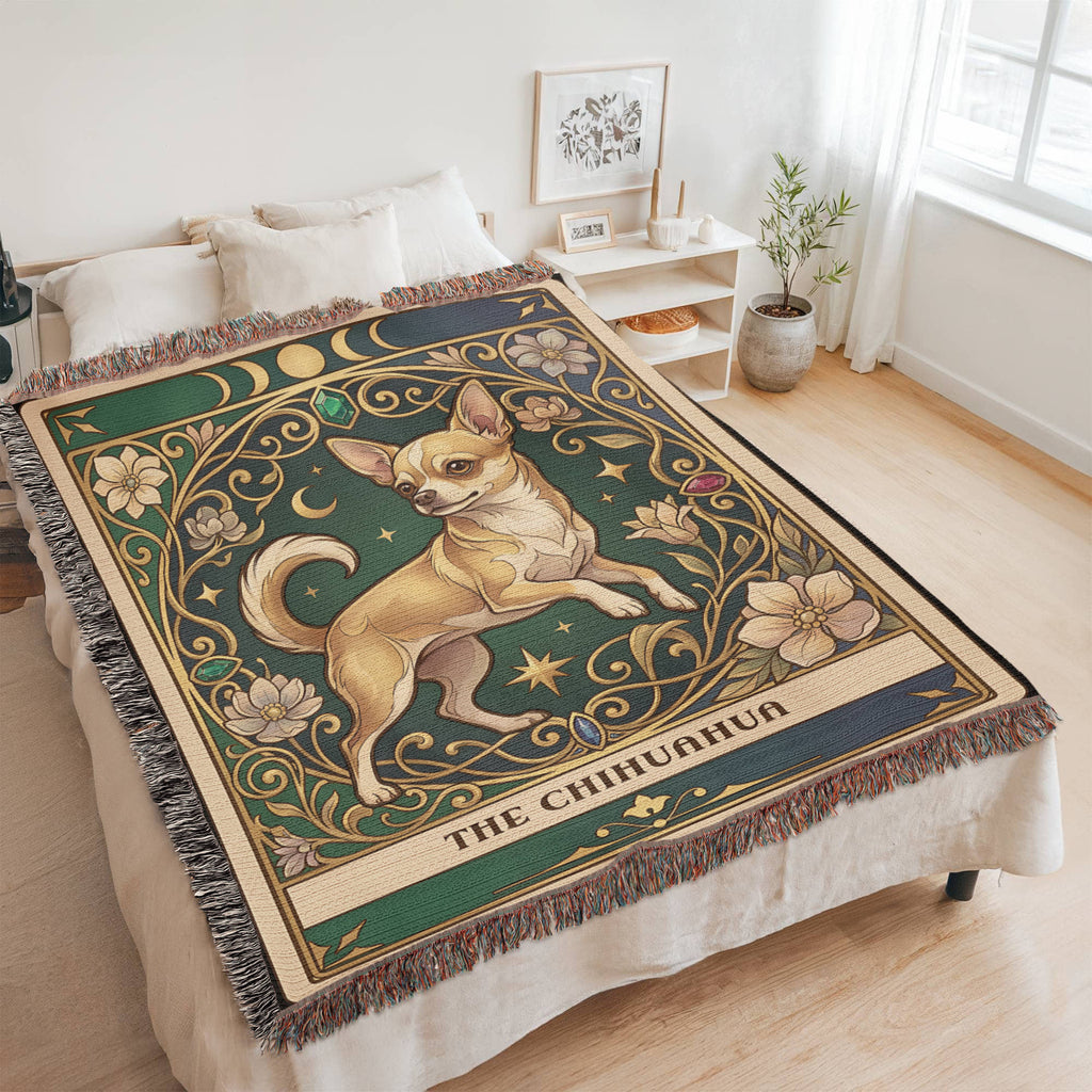 🐾 Woven Blanket Tarot Card - Chihuahua Jeweled addition