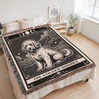 🐾 Woven Blanket Tarot Card - Golden Doodle Black&W